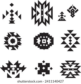 Motif tribal azteca negro motivo geométrico estampado vectorial