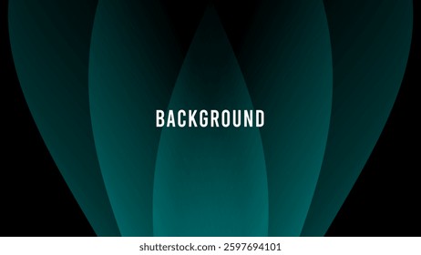 Black and azure green abstract background with abstract geometric pattern, tulip petals shape	