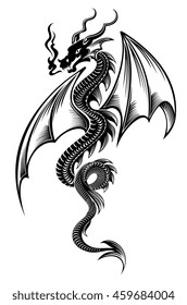 Black Azure Tribal Dragon Tattoo Vector Illustration