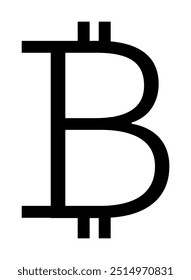 Black B with double vertical lines on both top and bottom. Ideal for digital currency, financial topics, cryptocurrency, blockchain technology, online transactions. Minimalist, modern style.