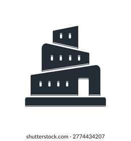 Black Babel tower bible story icon isolated on white background.  Vector
