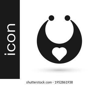 Black Baby bib icon isolated on white background.  Vector