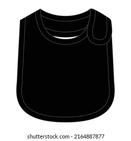 Black Baby Bib Template On White Background, Vector File.