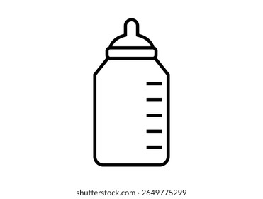 Black baby bottle icon on white background