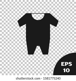 Black Baby clothes icon isolated on transparent background. Baby clothing for baby girl and boy. Baby bodysuit.  Vector Illustration