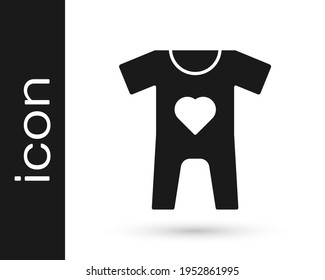 Black Baby clothes icon isolated on white background. Baby clothing for baby girl and boy. Baby bodysuit.  Vector