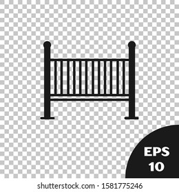 Black Baby crib cradle bed icon isolated on transparent background.  Vector Illustration