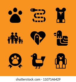 black, baby, feather and equipment icon set. Vector illustration for web and design.