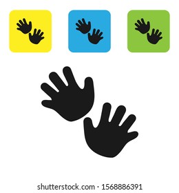 Black Baby Hands Print Icon Isolated On White Background. Set Icons Colorful Square Buttons. Vector Illustration