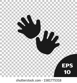 Black Baby hands print icon isolated on transparent background.  Vector Illustration