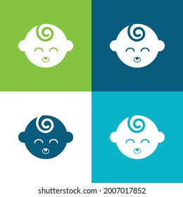 Black Baby Head With Closed Eyes Flat four color minimal icon set