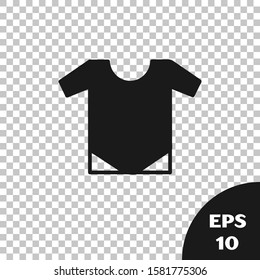 Black Baby onesie icon isolated on transparent background. Baby clothes symbol. Kid wear sign.  Vector Illustration