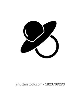 Black Baby pacifier, dummy, soother or teether flat vector icon for apps and websites