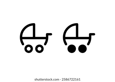 Black baby stroller icon for childcare Vector