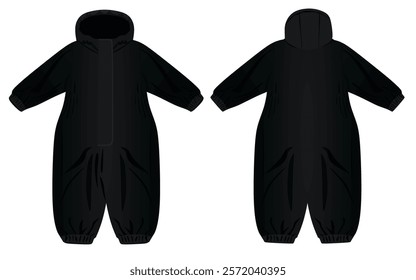 Black  baby winter suit. vector illustration