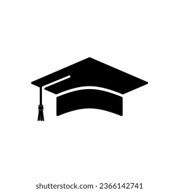 
Icono de sombrero de bachillerato negro aislado en fondo blanco
