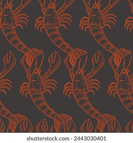 Black backdrop with red lobster