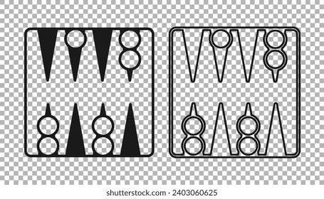 Black Backgammon board icon isolated on transparent background.  Vector svg