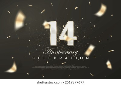 Black background for 14th anniversary celebration. Premium vector background. Premium vector for poster, banner, celebration greeting.