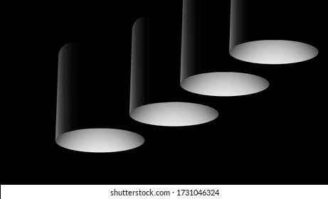 3D-Kronleuchter mit schwarzem Hintergrund, minimalistisch und elegant