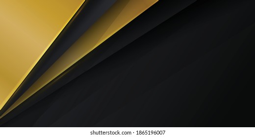 Black background with 3D modern triangle overlap abstract for presentation background. Luxury paper cut background. 3d vector illustration for decoration, banner, flyer, business card design