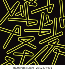 black background abstract concept with many yellow irregular line icons