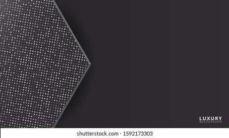 Black background. Abstract dark luxury background vector eps 10 with wave shiny glitters and random color halftone effect. Elegant, modern, minimal, trendy for banner, ads, wallpaper, cover.