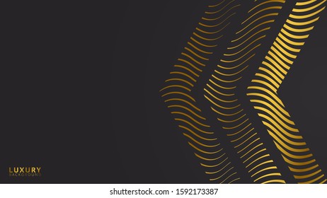 Black background. Abstract dark luxury background vector eps 10 with wave shiny glitters and random color halftone effect. Elegant, modern, minimal, trendy for banner, ads, wallpaper, cover.