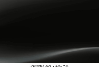 Black background. Abstract dark black metal gradient. Shiny blur texture background. Geometric texture wall with light reflections. Black wallpaper. 3D Vector illustration.