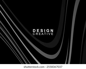 Black background with abstract futuristic gradient pattern with waves design. Realistic 3d wallpaper with modern flowing lines. Perfect background for posters, websites, brochures, banners, apps, etc.