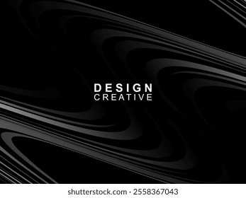Black background with abstract futuristic gradient pattern with waves design. Realistic 3d wallpaper with modern flowing lines. Perfect background for posters, websites, brochures, banners, apps, etc.