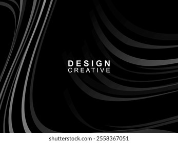 Black background with abstract futuristic gradient pattern with waves design. Realistic 3d wallpaper with modern flowing lines. Perfect background for posters, websites, brochures, banners, apps, etc.