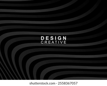 Black background with abstract futuristic gradient pattern with waves design. Realistic 3d wallpaper with modern flowing lines. Perfect background for posters, websites, brochures, banners, apps, etc.