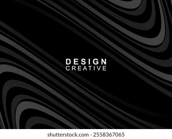Black background with abstract futuristic gradient pattern with waves design. Realistic 3d wallpaper with modern flowing lines. Perfect background for posters, websites, brochures, banners, apps, etc.