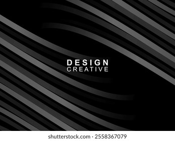 Black background with abstract futuristic gradient pattern with waves design. Realistic 3d wallpaper with modern flowing lines. Perfect background for posters, websites, brochures, banners, apps, etc.