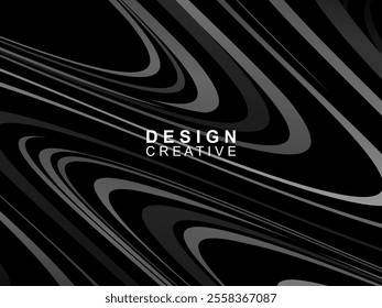 Black background with abstract futuristic gradient pattern with waves design. Realistic 3d wallpaper with modern flowing lines. Perfect background for posters, websites, brochures, banners, apps, etc.
