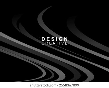 Black background with abstract futuristic gradient pattern with waves design. Realistic 3d wallpaper with modern flowing lines. Perfect background for posters, websites, brochures, banners, apps, etc.