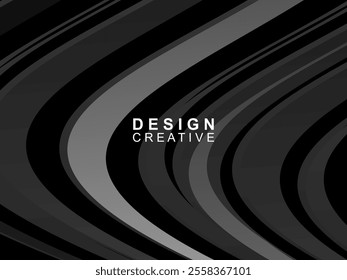 Black background with abstract futuristic gradient pattern with waves design. Realistic 3d wallpaper with modern flowing lines. Perfect background for posters, websites, brochures, banners, apps, etc.