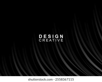 Black background with abstract futuristic gradient pattern with waves design. Realistic 3d wallpaper with modern flowing lines. Perfect background for posters, websites, brochures, banners, apps, etc.