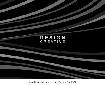 Black background with abstract futuristic gradient pattern with waves design. Realistic 3d wallpaper with modern flowing lines. Perfect background for posters, websites, brochures, banners, apps, etc.