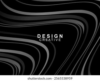 Black background with abstract futuristic gradient pattern with waves design. Realistic 3d wallpaper with modern flowing lines. Perfect background for posters, websites, brochures, banners, apps, etc.