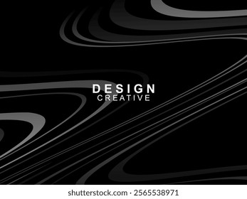Black background with abstract futuristic gradient pattern with waves design. Realistic 3d wallpaper with modern flowing lines. Perfect background for posters, websites, brochures, banners, apps, etc.