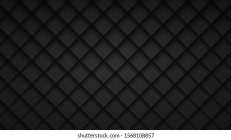 Schwarzer Hintergrund, Abstraktes geometrisches Quadrat-Design auf der Texturwand. Vektorgrafik. eps10