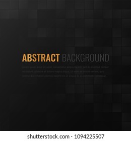 Black background. Abstract geometric template for business. Background texture with square and triangle. Vector 