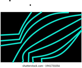 black background abstract green lines