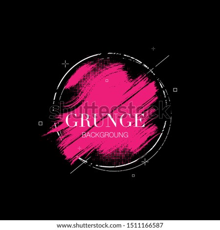 Black background with abstract grunge pink circle design elements