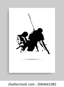 black background. Abstract illustration minimalist style for poster, book cover, flyer, brochure, logo.