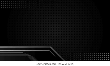 Black Background with Abstract Line and Dot Graphic