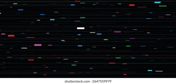 Fondo negro con líneas abstractas. Efecto Glitch. Fondo de textura de ruido digital. Ilustración vectorial