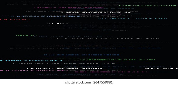 Schwarzer Hintergrund mit abstrakten Linien. Glitzer-Effekt. Digitaler Rauschtexturhintergrund. Vektorgrafik